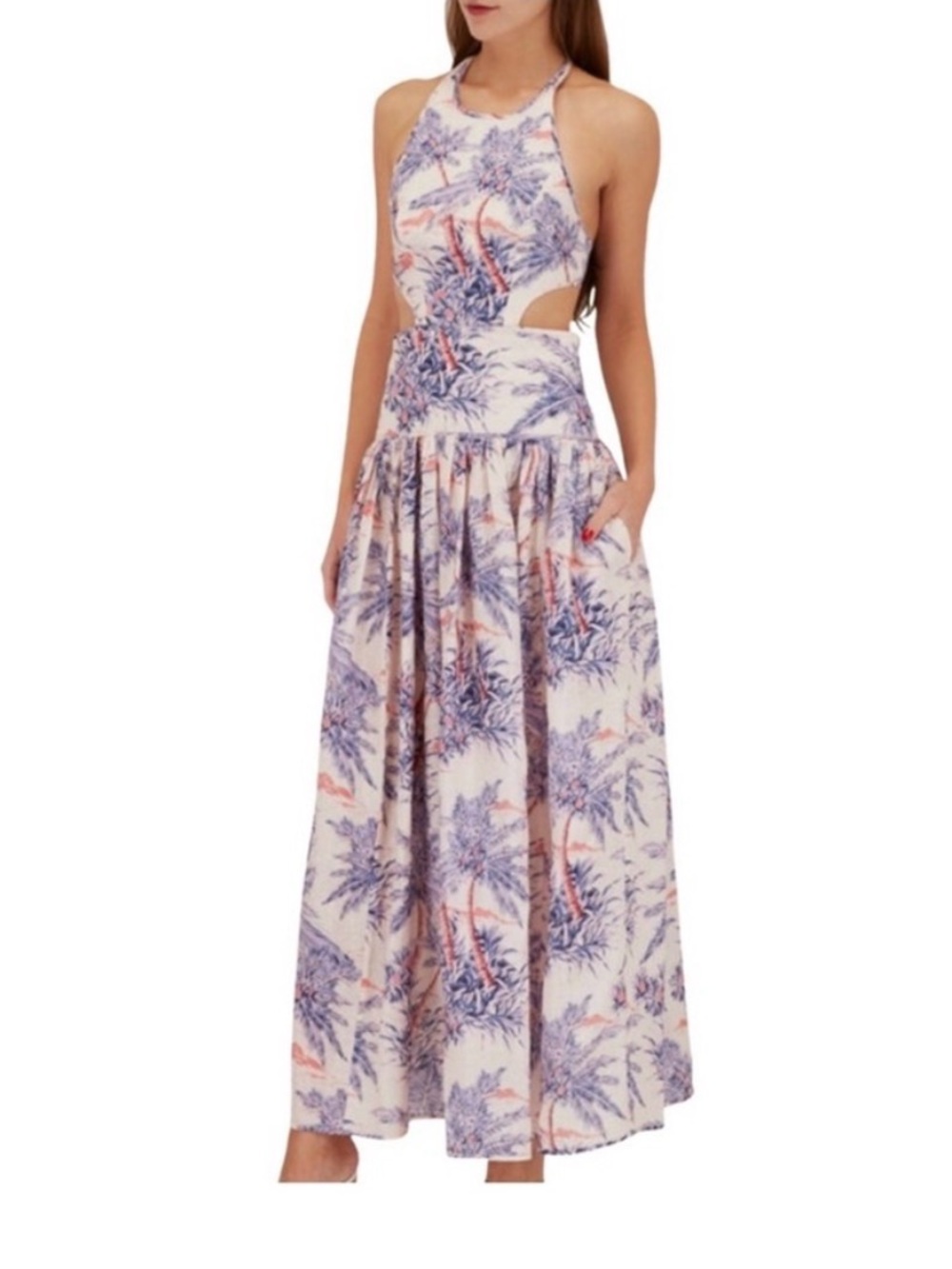 Zimmermann Circa-Halter Cut out Maxi Dress with Lavender Accents - Picture 4 of 7